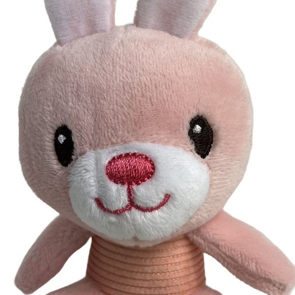 Spark Create Imagine Plush Rattle Pals Bunny Rabbit Stuffed Animal 4" Lovey Pink - Picture 5 of 12